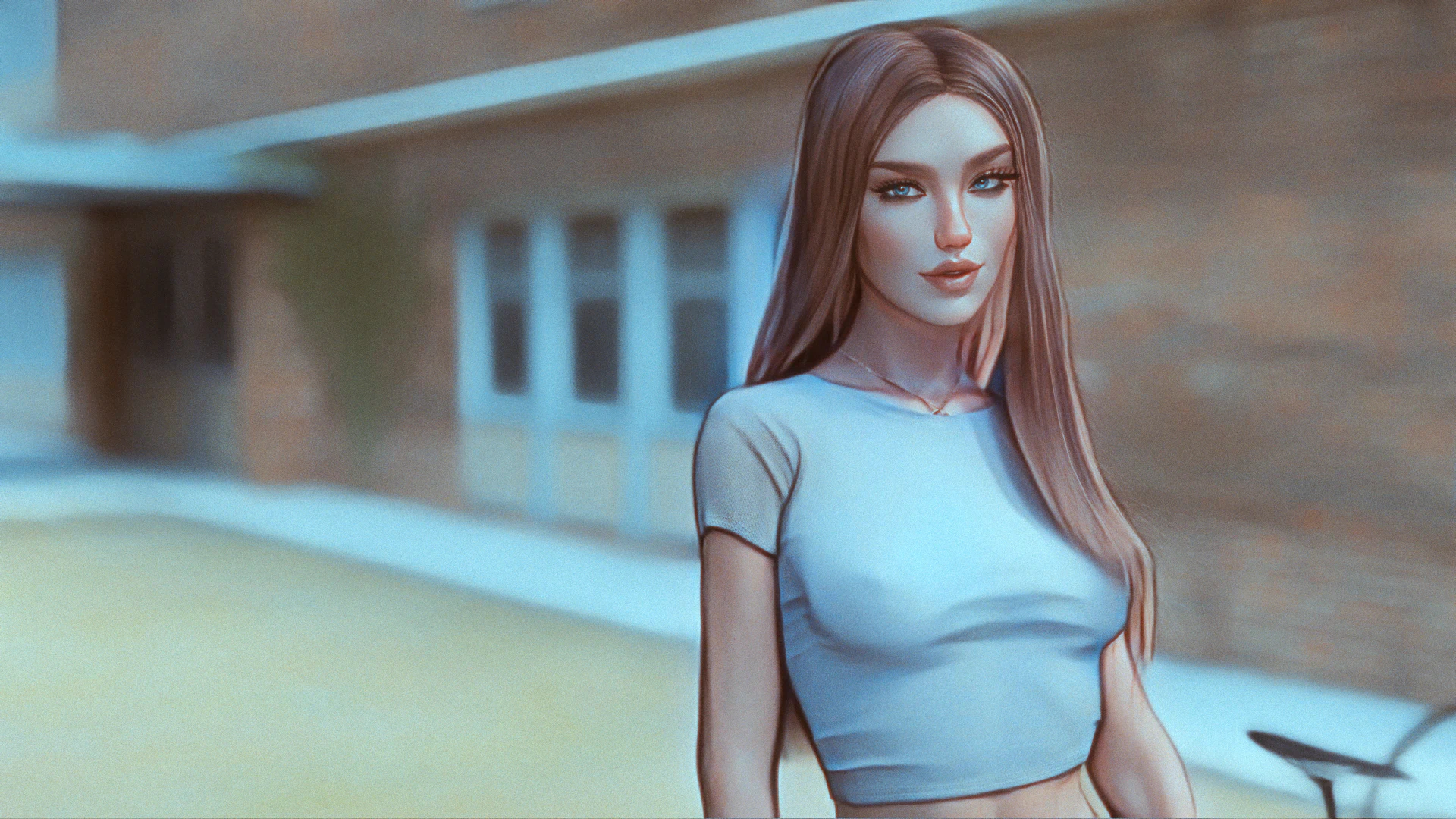 Clarissa meets MC at the entrance of Silver Lake College