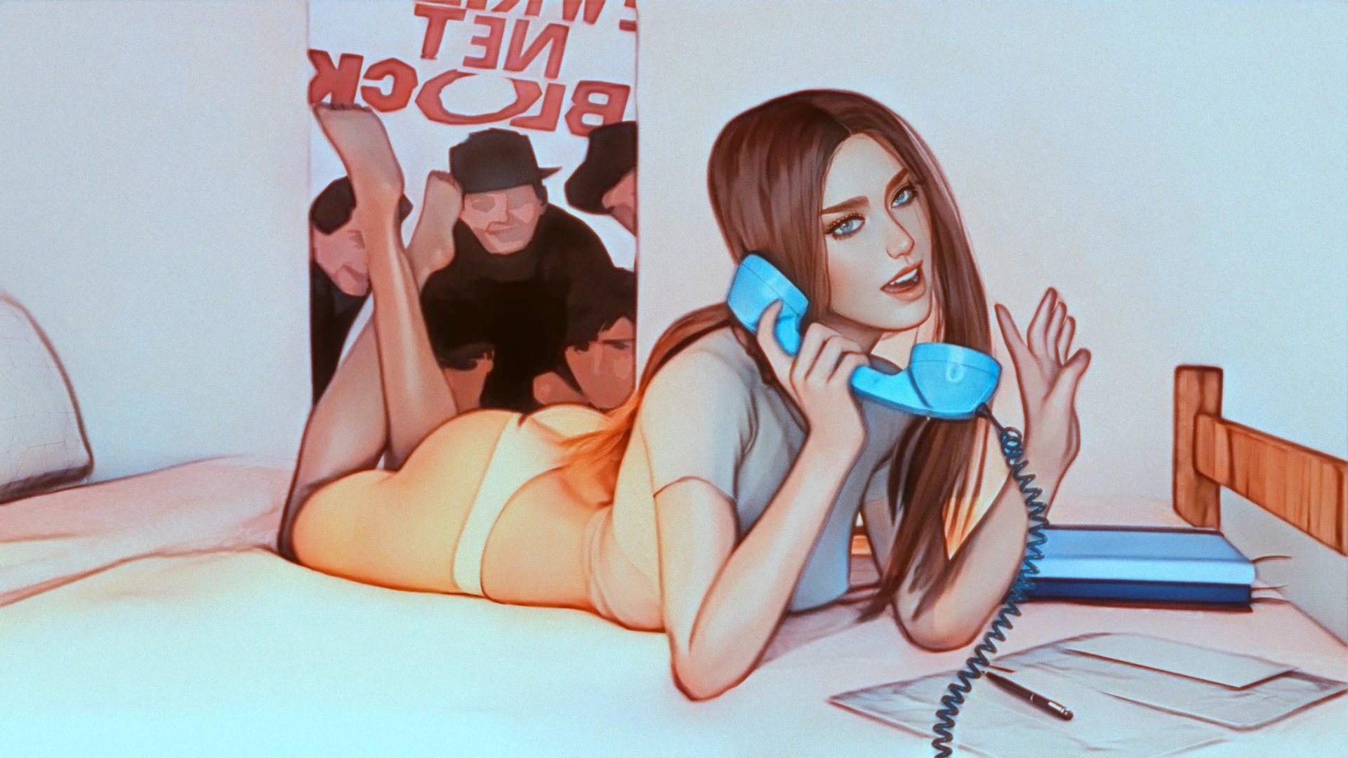 Clarissa lies on her bed talking on the telephone